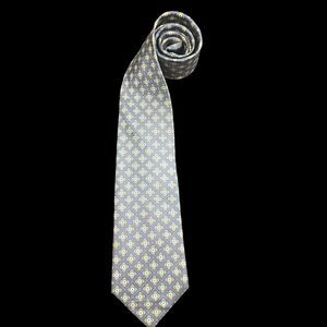 Vintage Claybrooke Mens Necktie Blue 100% Silk Necktie Geometric Stylized Star